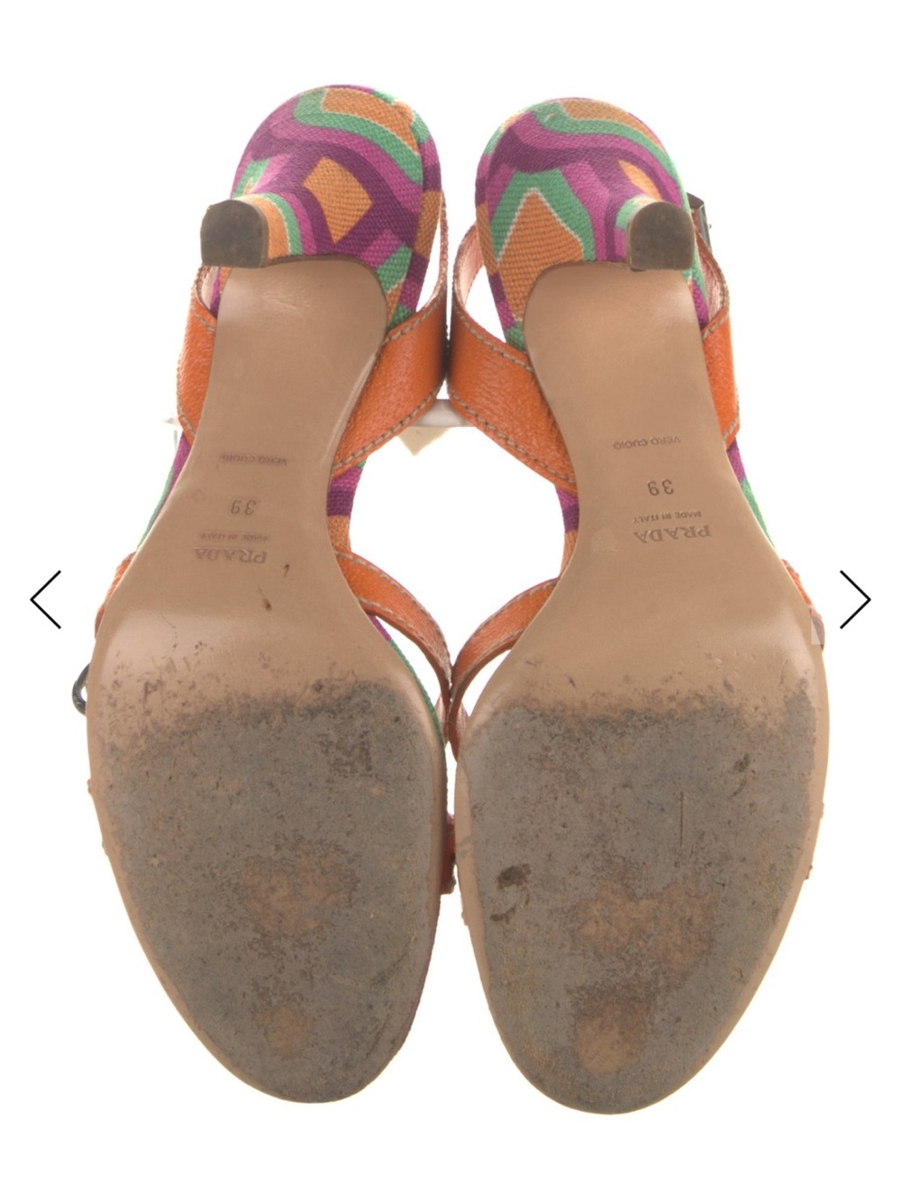 Prada Orange Y2K Multicolor Geometric Slingback Heels - Picture 6 of 6